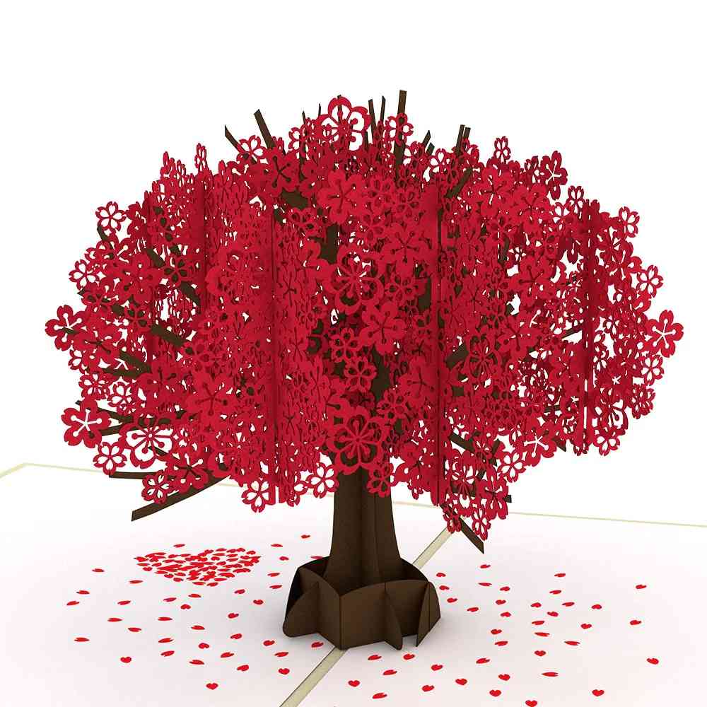 Red Sakura Tree Pop-Up Card